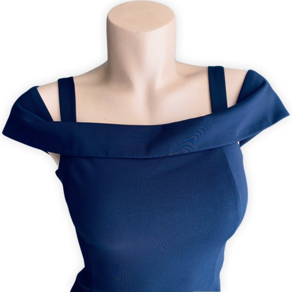 Le Château Navy Off Shoulder Cocktail Dress | Bodycon Midi | Size S - Picture 6 of 10